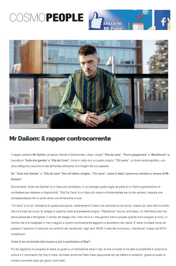 Mr Dailom su CosmoPeople (26-06-2019)